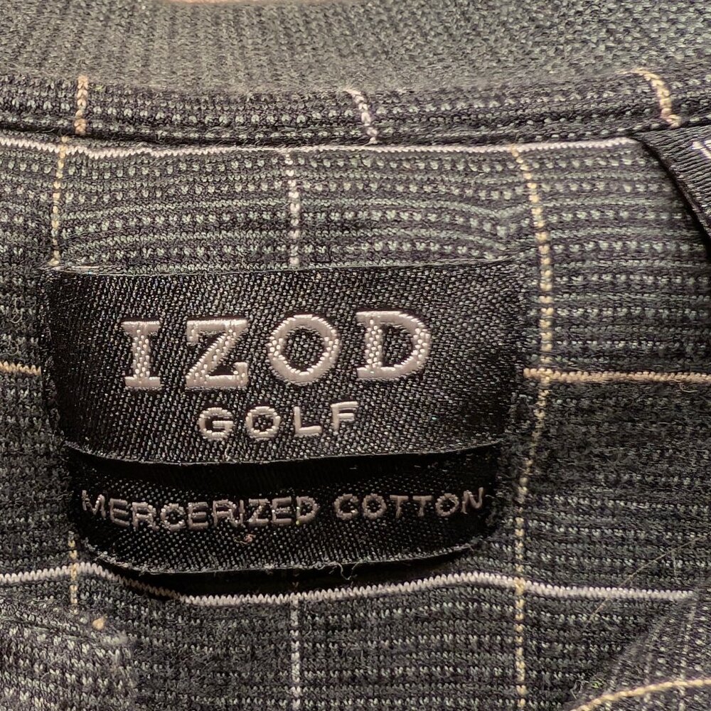 🧨🧨Izod Polo Golf Mercerized Cotton BLACK/Tan White Size Large - Picture 6 of 12